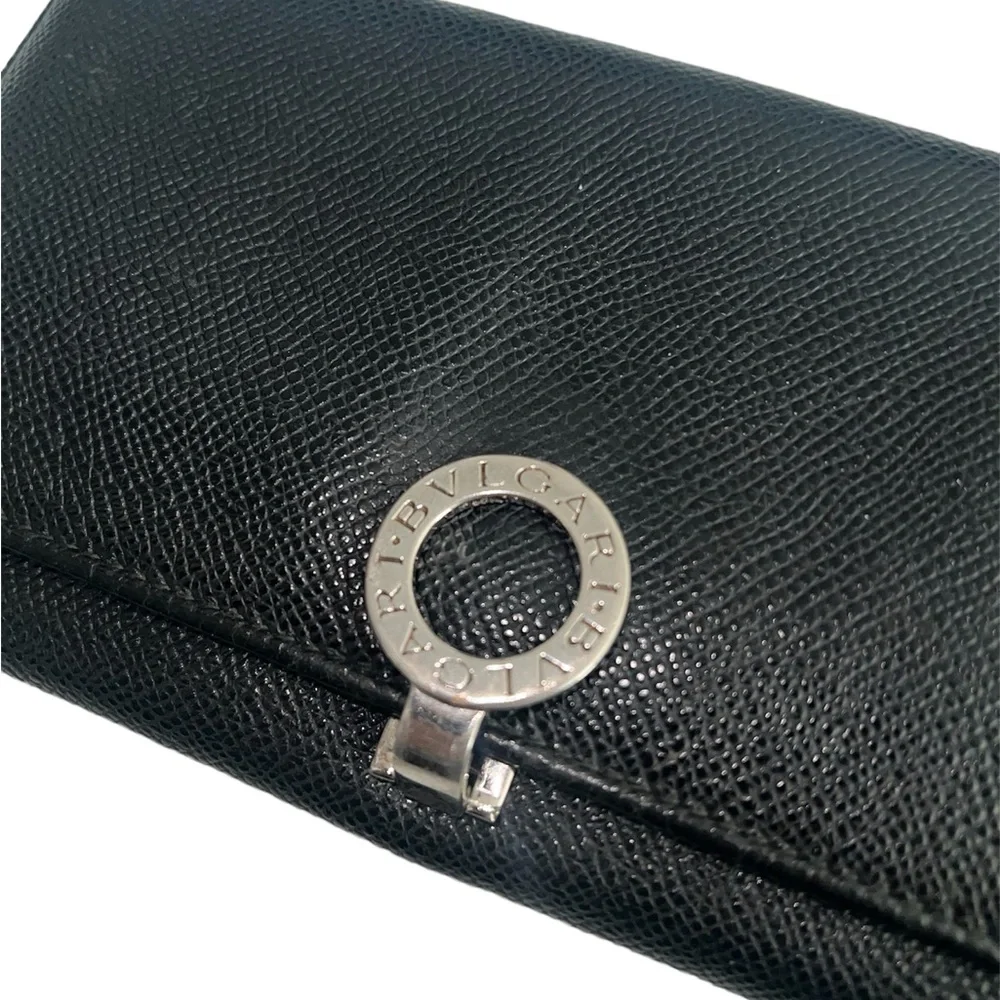 Bulgari Black Leather Continental Wallet